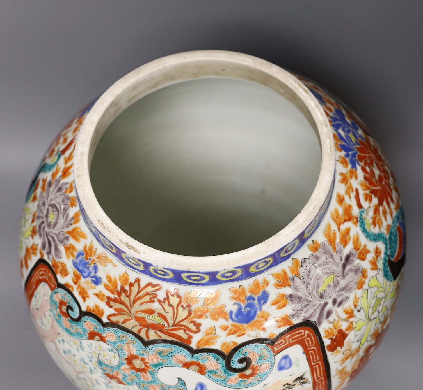 A large Japanese porcelain jar and cover, Meiji period, 60 cms high